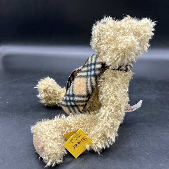 Vintage Sunkid Teddy Bear 11" Stuffed Plush Animal Germany Plaid Scarf Sweater - Picture 11 of 16